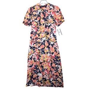Julia Jordan Dress Floral Midi Career Casual‎ Party Sundress Blue Pink Size 10